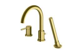 Kohlman bateria wannowa z obrotową wylewką Axel Brushed Gold złoto szczotkowane