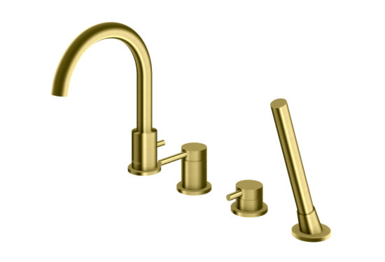 Kohlman bateria wannowa z obrotową wylewką Axel Brushed Gold złoto szczotkowane