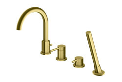 Kohlman bateria wannowa z obrotową wylewką Axel Brushed Gold złoto szczotkowane