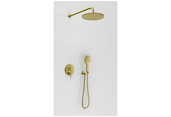 Kohlman zestaw prysznicowy z deszczownicą 25cm Axel Brushed Gold złoto szczotkowane