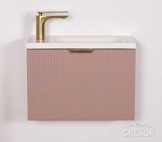 Grekon szafka łazienkowa różowa 50cm FRESCO z umywalką