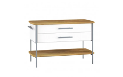 Devo szafka pod umywalkę Oval 113x55 Alpine white / Natural Oak Wood OV-SU2S113-P36D01