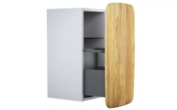 Devo półsłupek wiszący z szuflada Oval 40x34 Gray light / Natural Oak Wood OV-PS1S40-P34D01