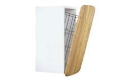 Devo półsłupek wiszący z koszem Oval 34x34 Alpine white / Natural Oak Wood OV-PS1DK34-P36D01