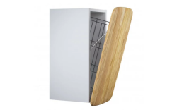 Devo półsłupek wiszący z koszem Oval 34x34 Gray light / Natural Oak Wood OV-PS1DK34-P34D01
