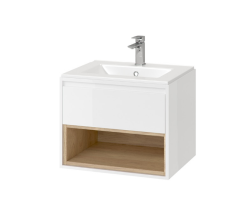 Excellent szafka z umywalką AS Tuto 60x45,7 Biały / Dąb MLEX.0101.600.WHBL + CEEX.3617.600.WH