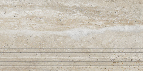 Tubądzin płytka gresowa Travertino stopnica podłogowa 59,8x29,6 mat