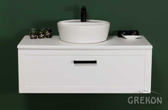 Grekon szafka z umywalką Areda Petto Bianco 100x48 uchwyt czarny PET-B-U100/46 + AREDA-42