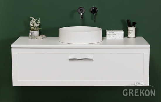 Grekon szafka z umywalką Monat Petto Bianco 120x48 uchwyt chrom PET-B-U120/46C + MONAT-400C