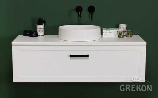 Grekon szafka z umywalką Monat Petto Bianco 120x48 uchwyt czarny PET-B-U120/46C + MONAT-400C