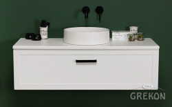 Grekon szafka z umywalką Monat Petto Bianco 120x48 uchwyt czarny PET-B-U120/46C + MONAT-400C