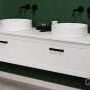 Grekon szafka z dwiema umywalkami Monat Petto Bianco 160x48 uchwyt czarny PET-B-U160/46/2 + 2x MONAT-400C