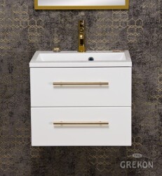 Grekon Belli Gold szafka łazienkowa biała 50 cm z blatem i umywalką