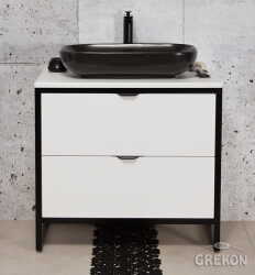 Grekon szafka New York z czarną umywalką 80x52 biała NY-B-U80/50/2 + PREMIUM 60