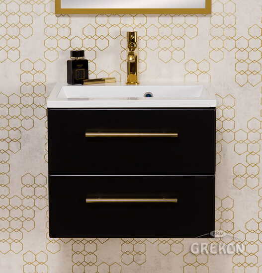 Grekon Belli Gold szafka łazienkowa czarna 50 cm BELLI GOLD z umywalką 