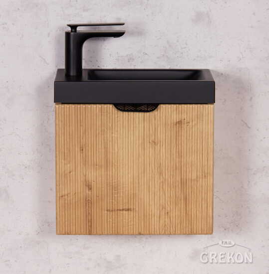 Grekon szafka łazienkowa dąb burlington 40cm FRESCO z umywalką czarny mat