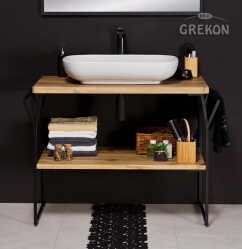 Grekon szafka New York z białą umywalką 101x49 dąb naturalny NY-NE-U100-ST + PREMIUM 60