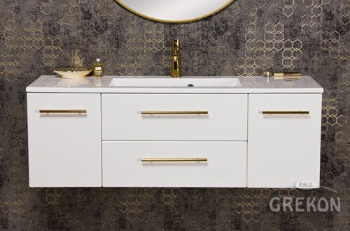 Grekon Belli Gold szafka łazienkowa biała 120 cm z umywalką 