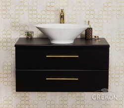 Grekon Belli Gold szafka łazienkowa czarna 80 cm z blatem i umywalką