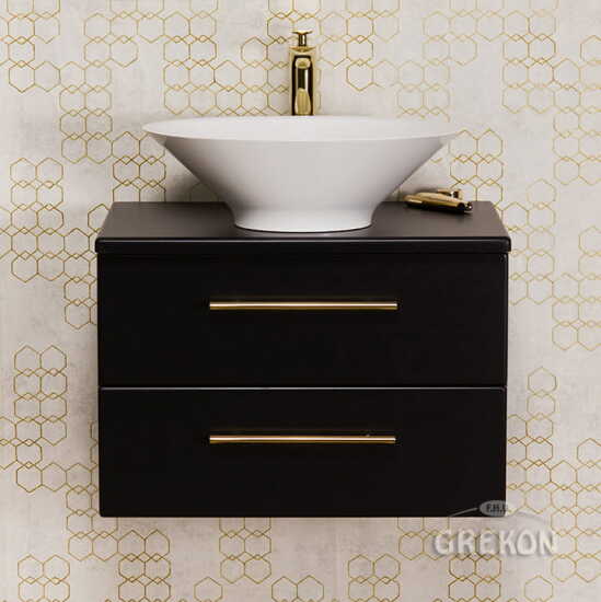 Grekon Belli Gold szafka łazienkowa czarna 60 cm z blatem i umywalką 