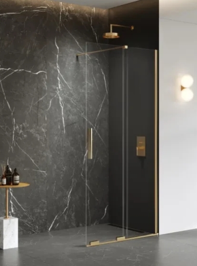 New trendy drzwi walk-in suwane Smart 120 cm gold brushed