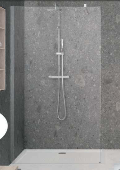 Novellini  ścianka prysznicowa walk-in KALI H 107-110 cm srebrny połysk