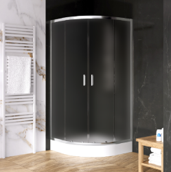 New Trendy kabina półokrągła suwana Suvia szkło satyna 90x90 chrom bez brodzika