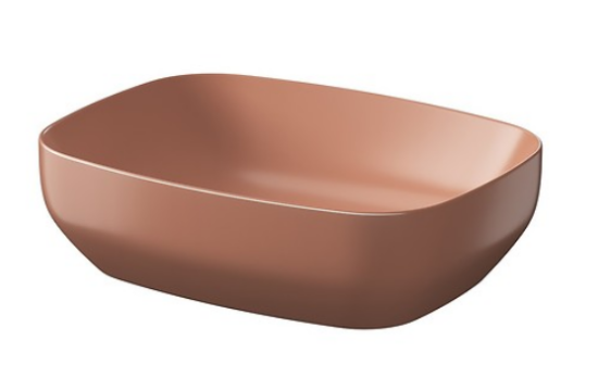 Meissen Keramika umywalka nablatowa FARVA 50x38 cm prostokątna ceglasty matowy
