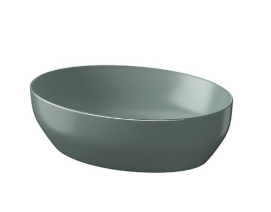 Meissen Keramika umywalka nablatowa FARVA 50x38 cm elipsa zielony matowy