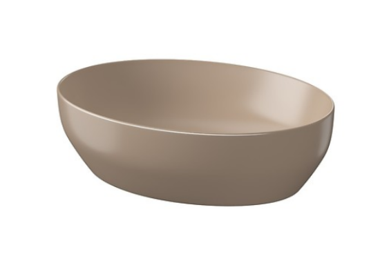 Meissen Keramika umywalka nablatowa FARVA 50x38 cm elipsa cappuccino matowy