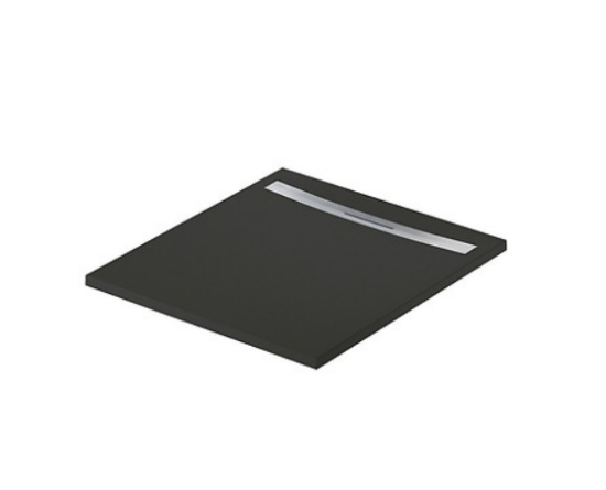 Meissen Keramik brodzik prostokątny KONTRA 100x90 cm czarny maskownica odpływu stal szczotkowana