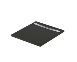 Meissen Keramik brodzik prostokątny KONTRA 100x90 cm czarny maskownica odpływu stal szczotkowana