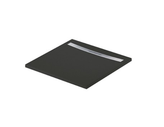 Meissen Keramik brodzik kwadratowy KONTRA 90x90 cm czarny maskownica odpływu stal szczotkowana