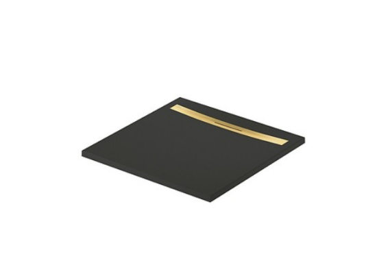 Meissen Keramik brodzik kwadratowy KONTRA 90x90 cm czarny maskownica odpływu złota