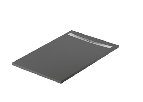 Meissen Keramik brodzik prostokątny KONTRA 140x90 cm grafit maskownica odpływu stal szczotkowana