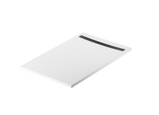 Meissen Keramik brodzik prostokątny KONTRA 140x90 cm biały maskownica odpływu czarna