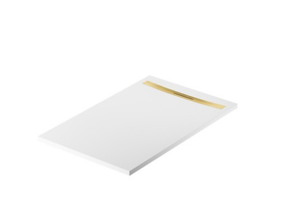 Meissen Keramik brodzik prostokątny KONTRA 140x90 cm biały maskownica odpływu złoto