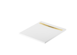 Meissen Keramik brodzik prostokątny KONTRA 100x90 cm biały maskownica odpływu złoto