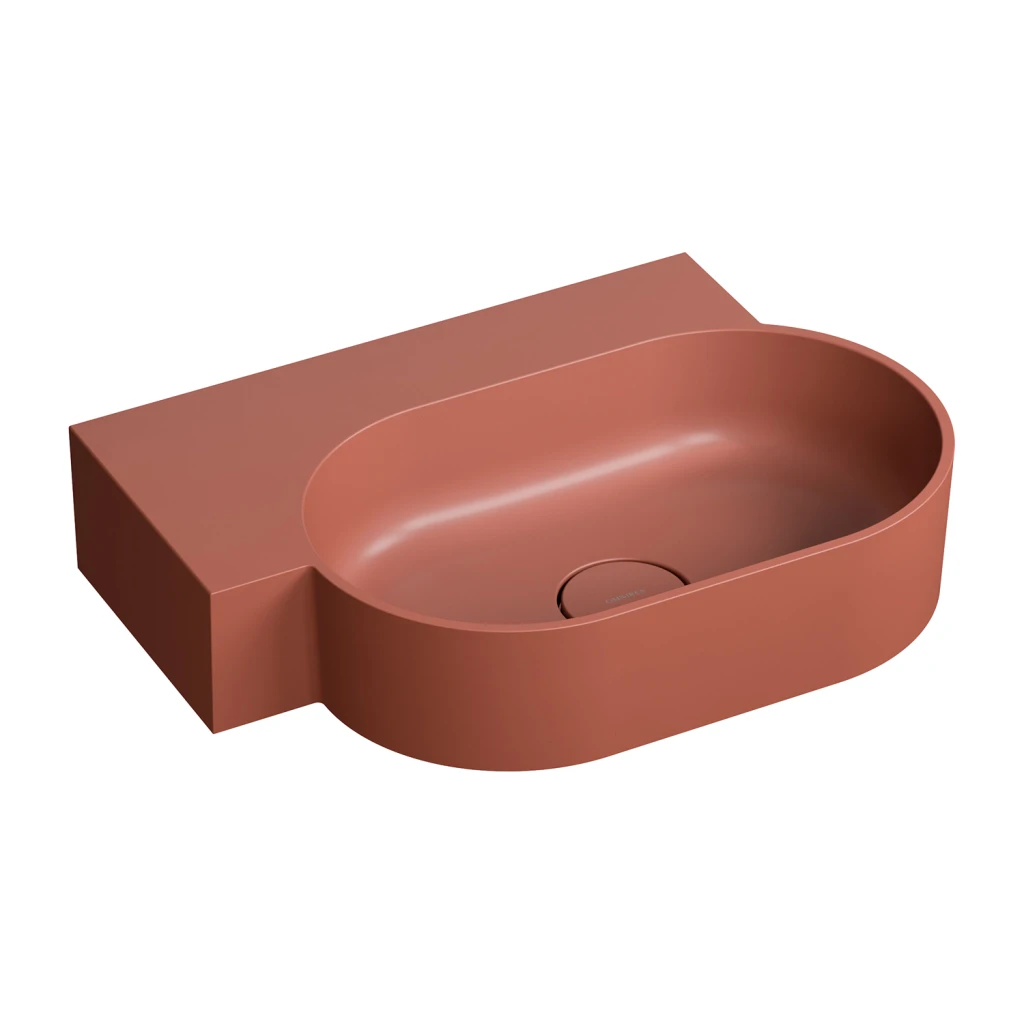 Omnires OVO M+ umywalka nablatowa/wisząca - lewa 55 x 38 cm terracotta mat
