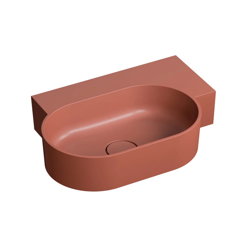 Omnires OVO M+ umywalka nablatowa/wisząca - prawa 55 x 38 cm terracotta mat