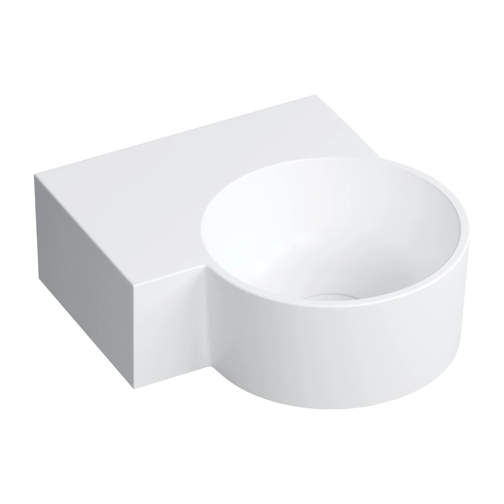 Omnires OVO M+ umywalka nablatowa / wisząca lewa 33 x 34 cm biały mat