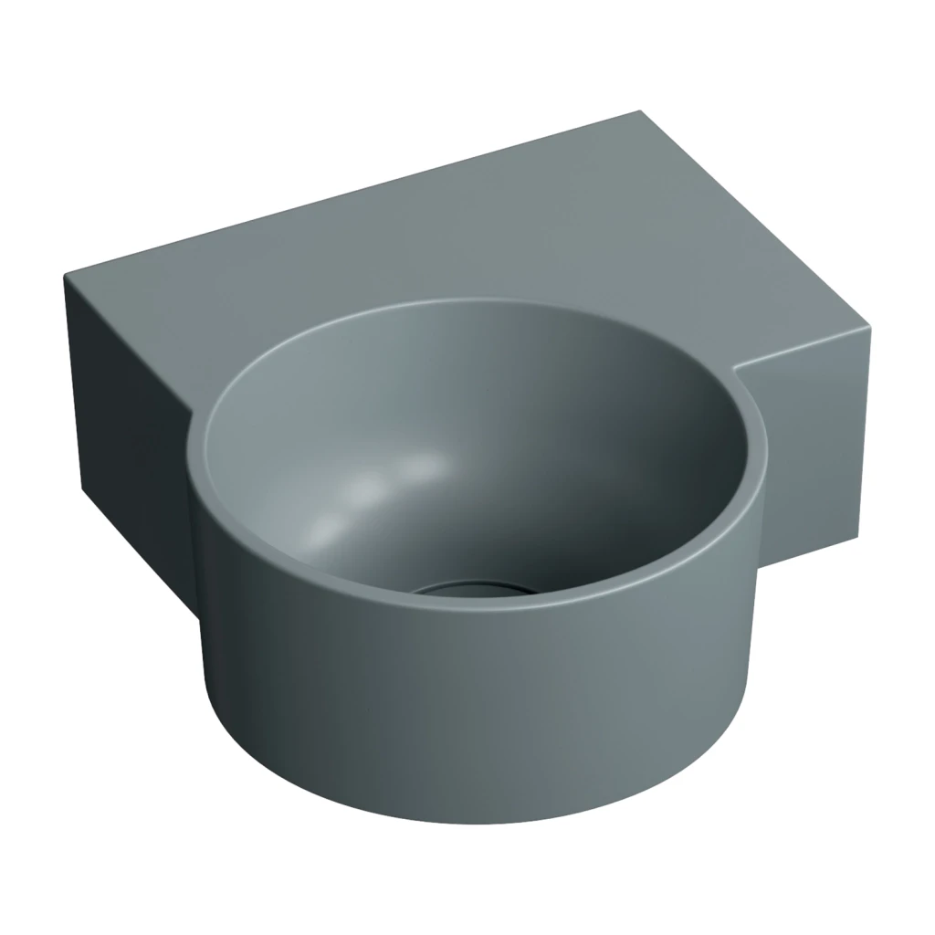 Omnires OVO M+ umywalka nablatowa / wisząca prawa 33 x 34 cm grey mat