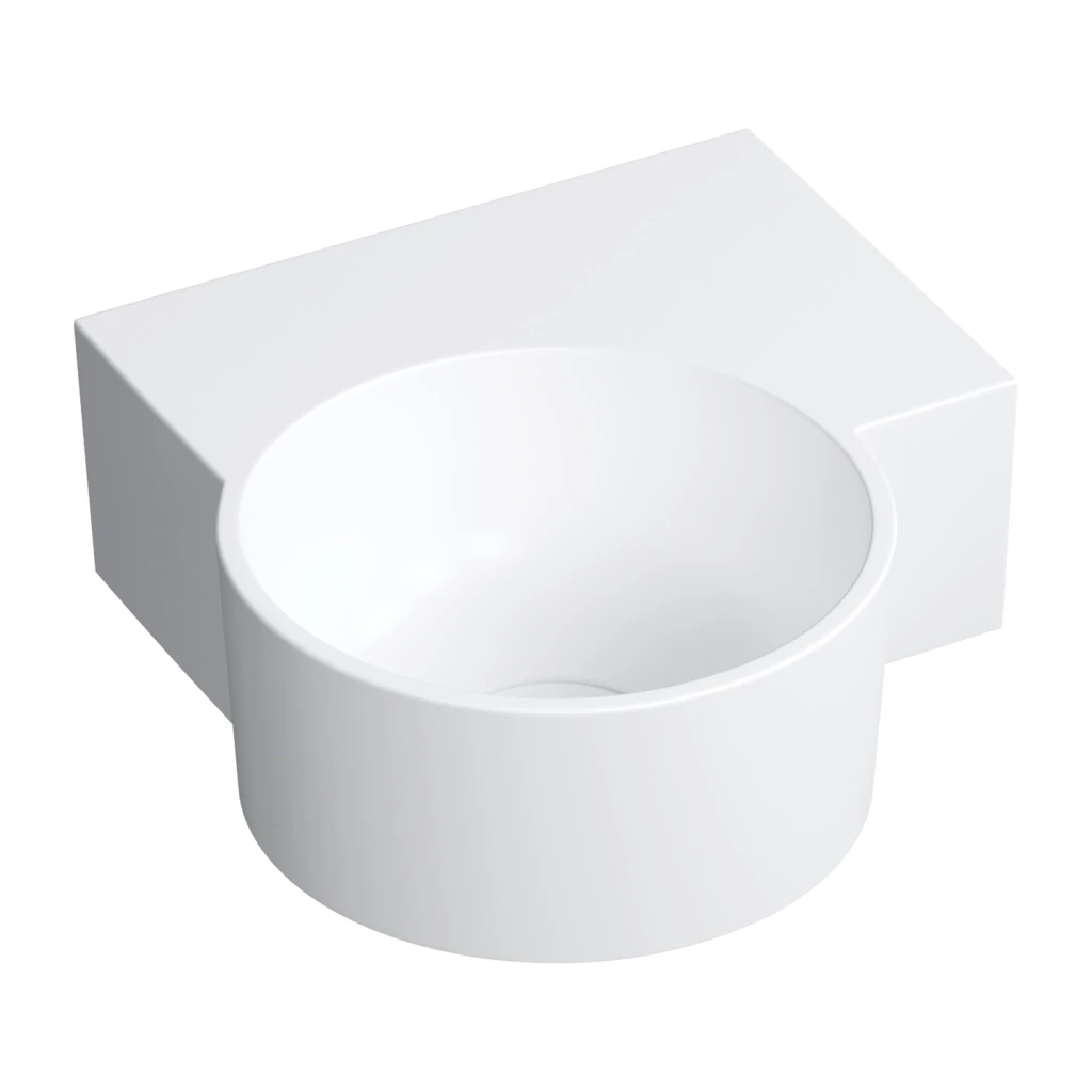 Omnires OVO M+ umywalka nablatowa / wisząca prawa 33 x 34 cm biały połysk