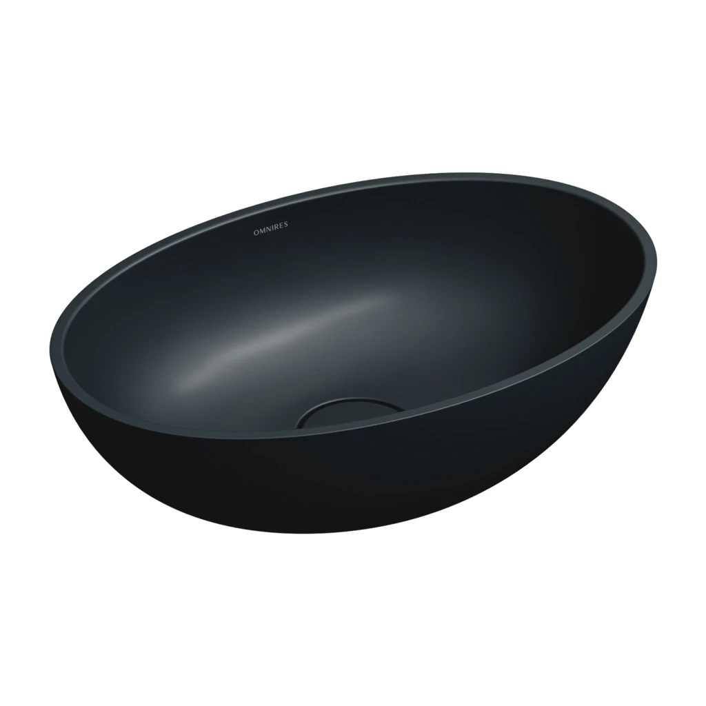 Omnires SHELL M+ umywalka nablatowa 50x32 cm czarny mat